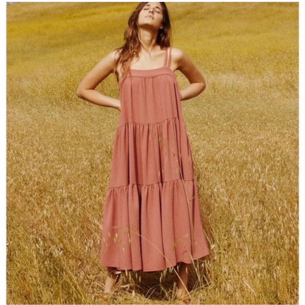 Christy Dawn Dusty Rose Tiered Maxi Dress